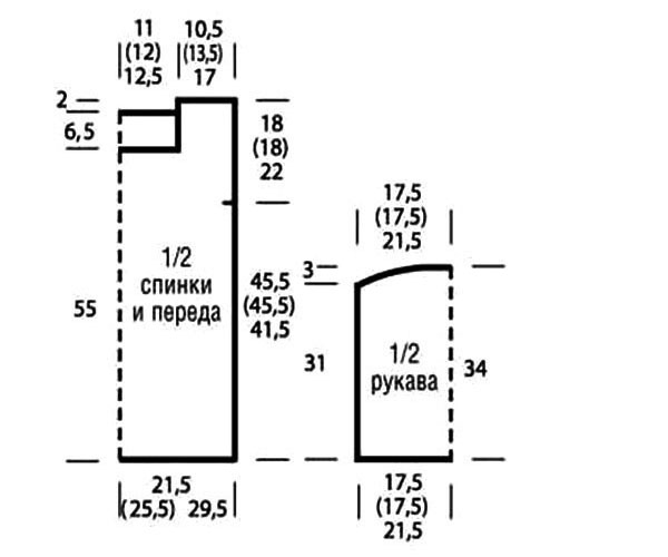 выкройка ажурного пуловера
