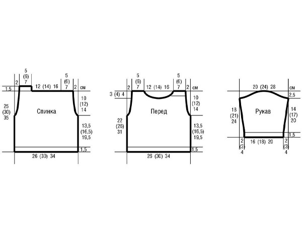 выкройка джемпера спицами