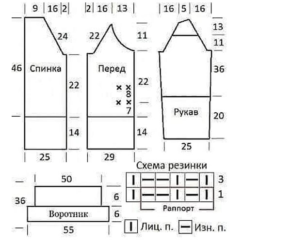 выкройка жакета спицами