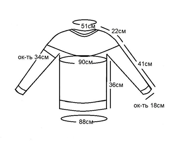 выкройка джемпера спицами 