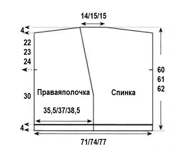 выкройка  жакета  спицами