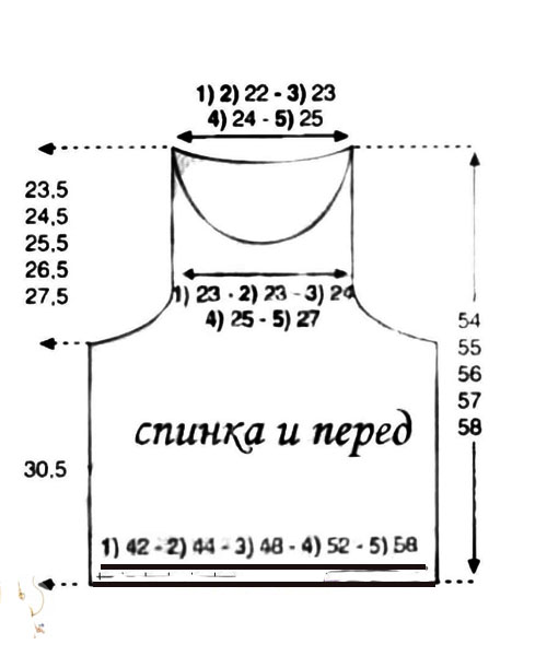 выкройка топа спицами
